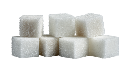 Set of sugar cubes cut out, isolated on a white background