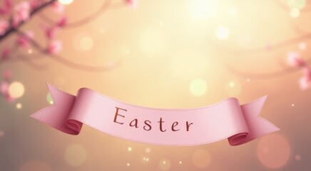 Pink ribbon with the word easter on it
