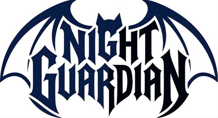 Night Guardian Custom Typography Logo with Bat Wings
