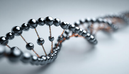 Futuristic DNA helix structure representing science, genetic research, and biology. complex molecule and gene strand show amazing potential of biotechnology and medicine