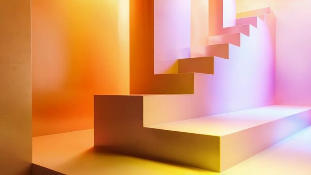 Video A colorful staircase with steps and banister