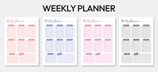 Weekly Planner Template Design. Weekly Schedule Planner Page. Pastel Planner Template.