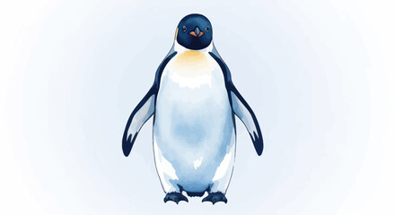 Fototapeta premium Cute Emperor Penguin Illustration on a Light Blue Background