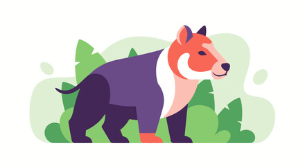 A colorful stylized animal illustration in a jungle setting.