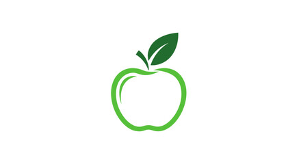 Stylized green apple logo with leaf on white background