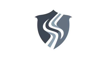 Abstract security shield logo with flowing wavy lines