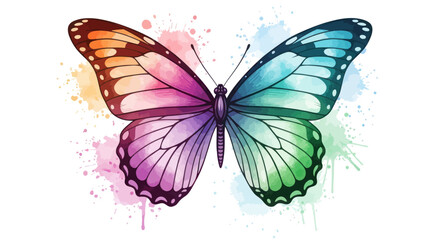 Colorful watercolor butterfly illustration with vibrant splashes