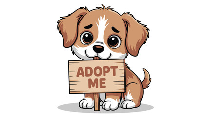 Cartoon Puppy with Adopt Me Sign Find Your Furry Friend and Give Love
