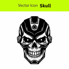 Vector cyborg skull illustration