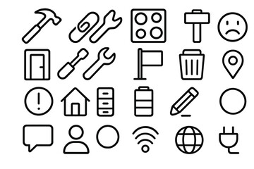 Obraz premium Essential outline user interface icons set for web and mobile application design