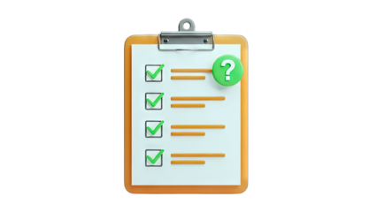 Checklist with Question Mark: Decision Making Concept