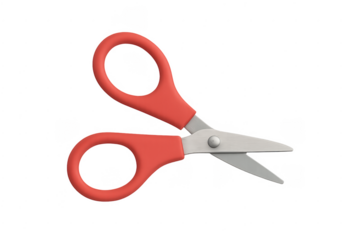Red plastic handle scissors cutting tool stationery