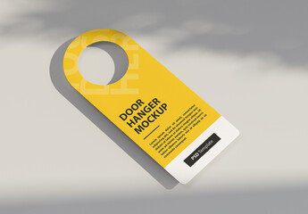Door Hanger Mockup floating over the table