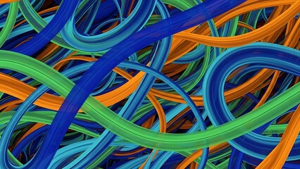 Abstract Colorful Dynamic Lines Background - Intertwined Tubes Pattern Modern Digital Art.