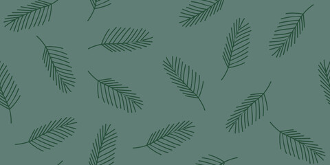 Stylized Evergreen Branches Seamless Pattern
