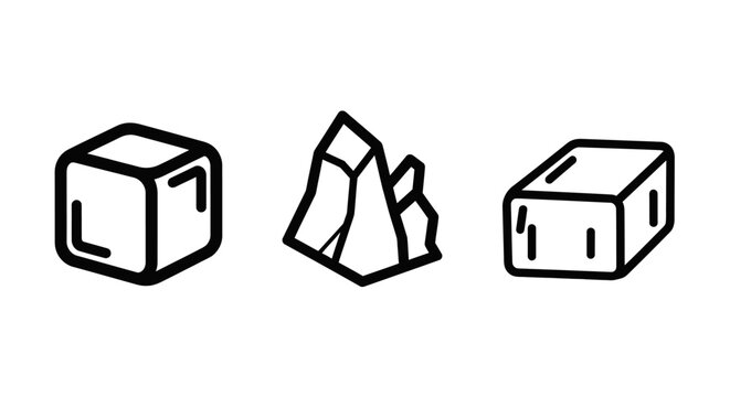 Ice Cube Line Art - Simple and Minimalist Design.