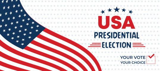 Waving American Flag Curve USA Presidential Election 2026 Voting Banner