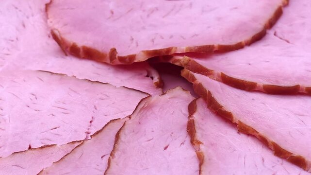 Sliced pork ham texture close-up. Food background