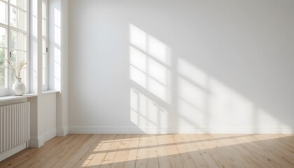 Fototapeta premium Bright and Minimalist Interior Space with Natural Light and Shadows