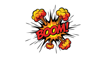 Dynamic 'Boom!' Comic Explosion for Impactful Designs and Eye-Catching Marketing Materials, Add Excitement with this Vibrant Pop Art Style Graphic