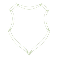 Vintage blank shield emblem template with engraved outline for classic heraldic designs