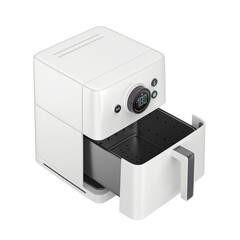 Empty air fryer on transparent background
