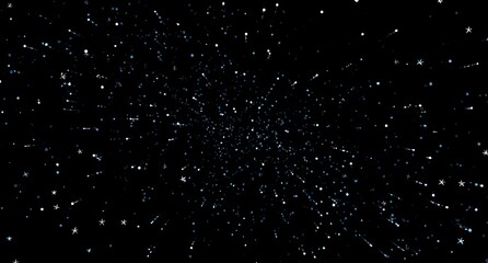Obraz premium Starfield of light blue & gold shines outward on black background