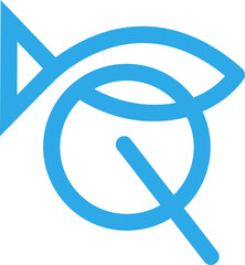 the logo is the monogram letter Q and fish outline. Unique and elegant.