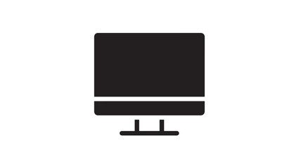 A minimalist black computer monitor icon showcasing a simple design with a flat screen and base on transparent background silhouette high quality professional detailed modern elegant