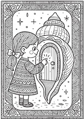 Girl Opening Magic Shell Door illustration