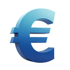 Obraz premium Shiny blue 3d euro currency symbol with subtle gradient and highlights isolated on transparent background