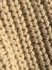 Closeup of Cream Knitted Wool Texture