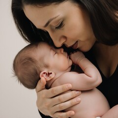 A mother nursing her newborn