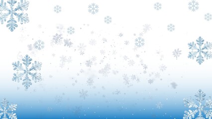 Sparkling blue and white snowflakes falling gracefully on a serene winter background, creating a frosty and festive atmosphere perfect for holiday designs