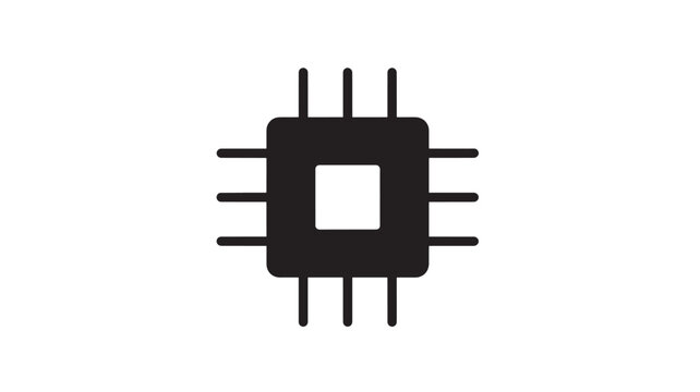 a black integrated circuit chip with multiple pins extending outwards a modern electronic component on transparent background silhouette high quality professional detailed elegant stylish clean crisp