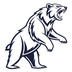 Aggressive bear roaring with mouth open and claws extended