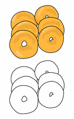 vector illustration of a classic donut bagel bakery coloring page book for kids kindergarten 