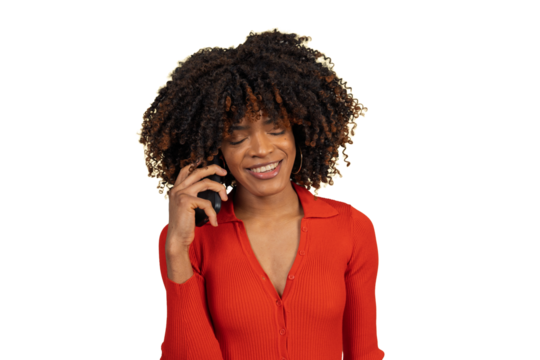 Happy young woman talking phone with joy - Powered by Adobe