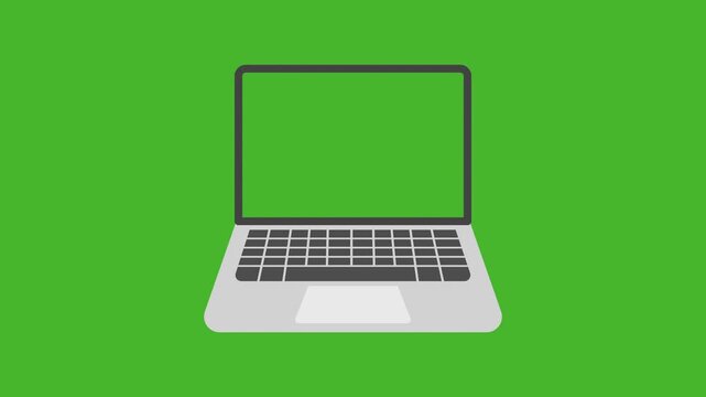 laptop mockup with green screen 3d render computer chroma key lap top front view motion graphics element