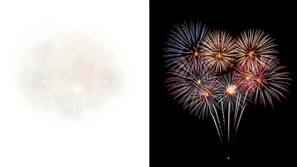 Fireworks display on white and black backgrounds celebration © Shanta123