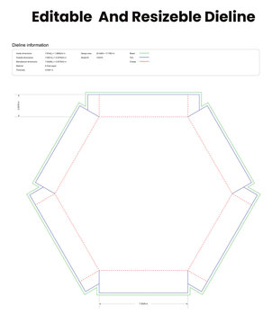 hexagon food tray box dieline template box dieline die lines packaging custom dieline  box cardboard box dieline pizza box dieline printable product packaging layout,
