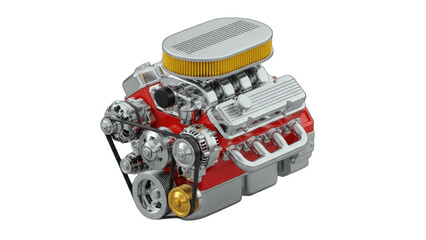 Classic Car Engine - Powerful Machine on White Background