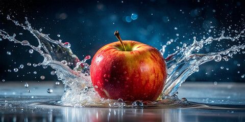 red apple in water
