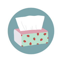 Cute Strawberry Pattern Tissue Box Illustration for Home, Bathroom, and Stationery Themes
