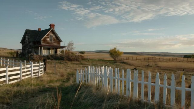 Video A classic suburban home with a white picketed fence, perfect for residential or lifestyle ry