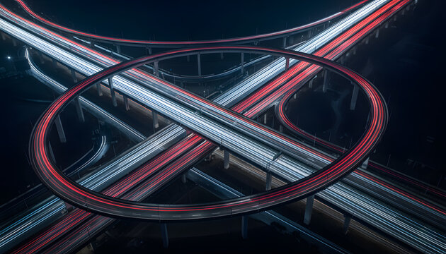 Nighttime Expressway Interchange Trails