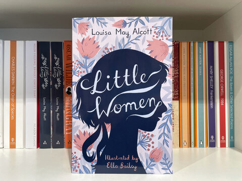 Lviv, Ukraine - October 12, 2025: Bookstore display featuring Little Woman book by  Louisa May Alcott

