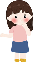 Illustration cute girl with brown hair