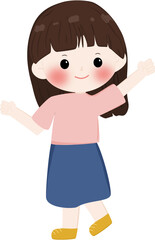 Illustration cute girl with brown hair