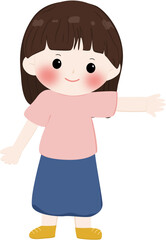 Illustration cute girl with brown hair